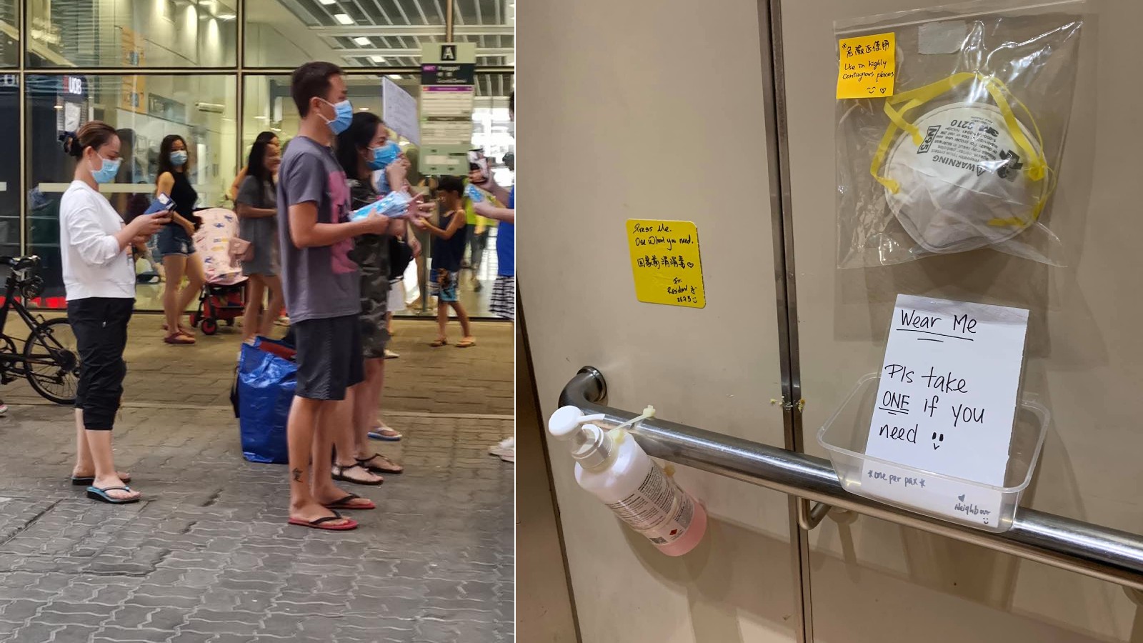 The COVID-19 outbreak inspires some Singaporeans to share resources and perform kindnesses for each other, like giving away masks.