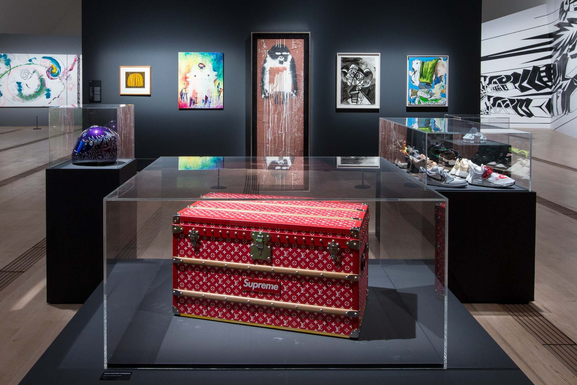 JJ Lin's personal art collection in The Backlot Zone, at Artscience Museum's exhibition, Sneakertopia: Step Into Street Culture.