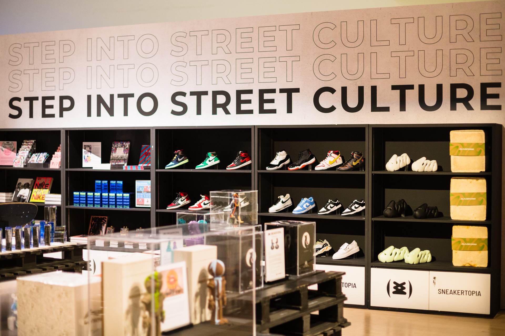 Cop exclusive merch at the Step Into Street Culture concept store, at Artscience Museum's exhibition, Sneakertopia: Step Into Street Culture.